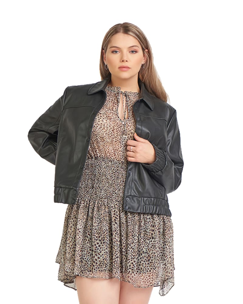 Plus size model wearing Malorie Faux Leather Shacket by Dex Plus | Dia&Co | dia_product_style_image_id:182148